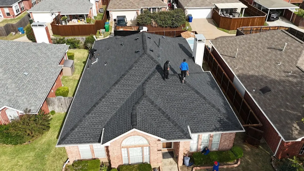 Slate & Tile Roof Repair work in progress on a Texas property